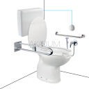 Zestaw WC bidet, deska, poręczami, spłuczka z odpływem poziomym ZES09